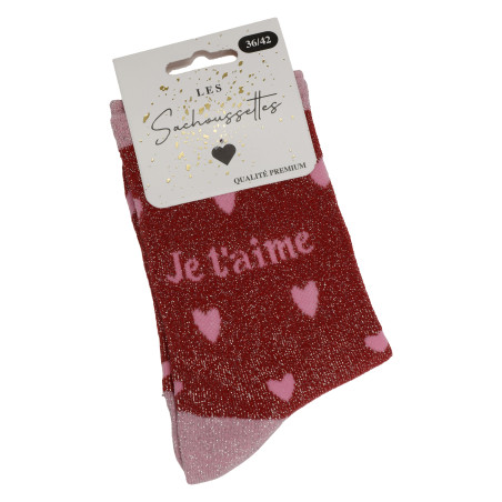 JE TAIME Rouge Rose, Chaussettes Les Sachoussettes