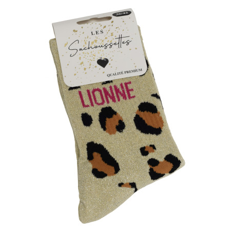 LIONNE Or Léopard, Chaussettes Les Sachoussettes