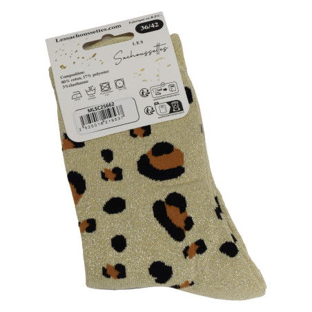 LIONNE Or Léopard, Chaussettes Les Sachoussettes