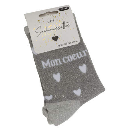 MON COEUR Gris Argent, Chaussettes Les Sachoussettes