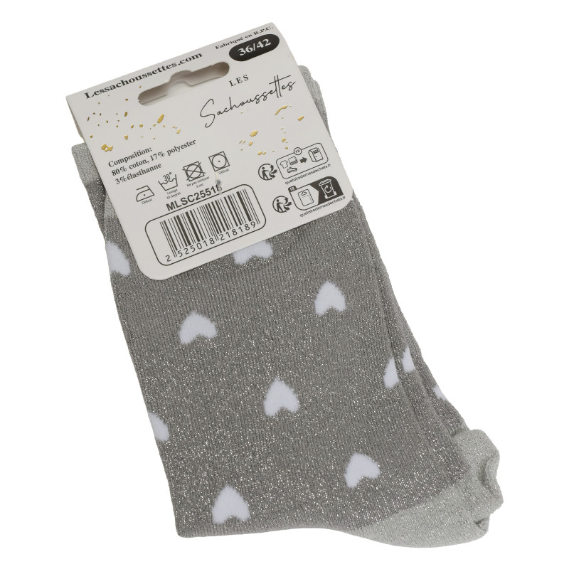 MON COEUR Gris Argent, Chaussettes Les Sachoussettes