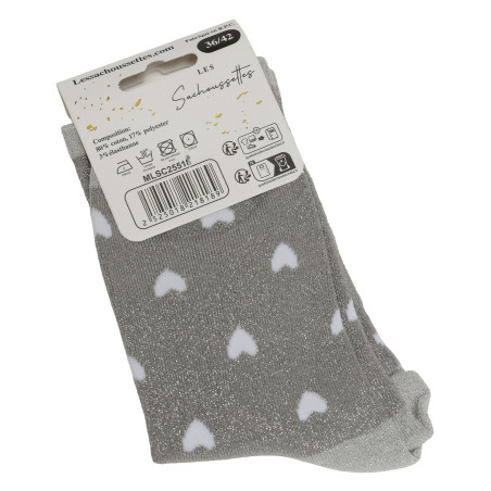 MON COEUR Gris Argent, Chaussettes Les Sachoussettes