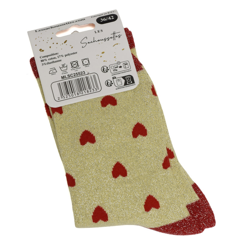 REINE DE COEUR Or Rouge, Chaussettes Les Sachoussettes