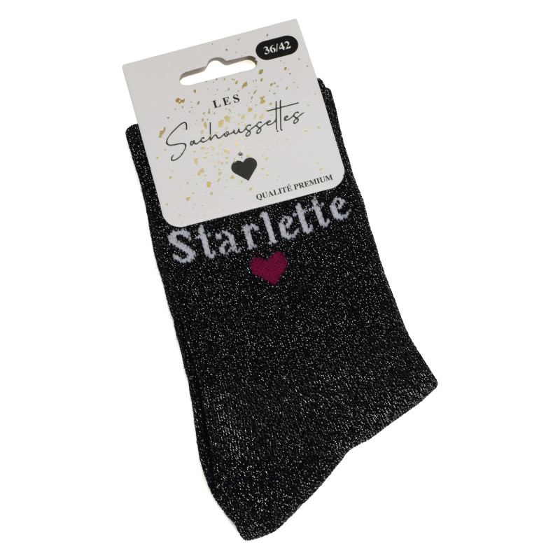STARLETTE Noir Paillette, Chaussettes Les Sachoussettes