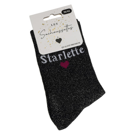 STARLETTE Noir Paillette, Chaussettes Les Sachoussettes