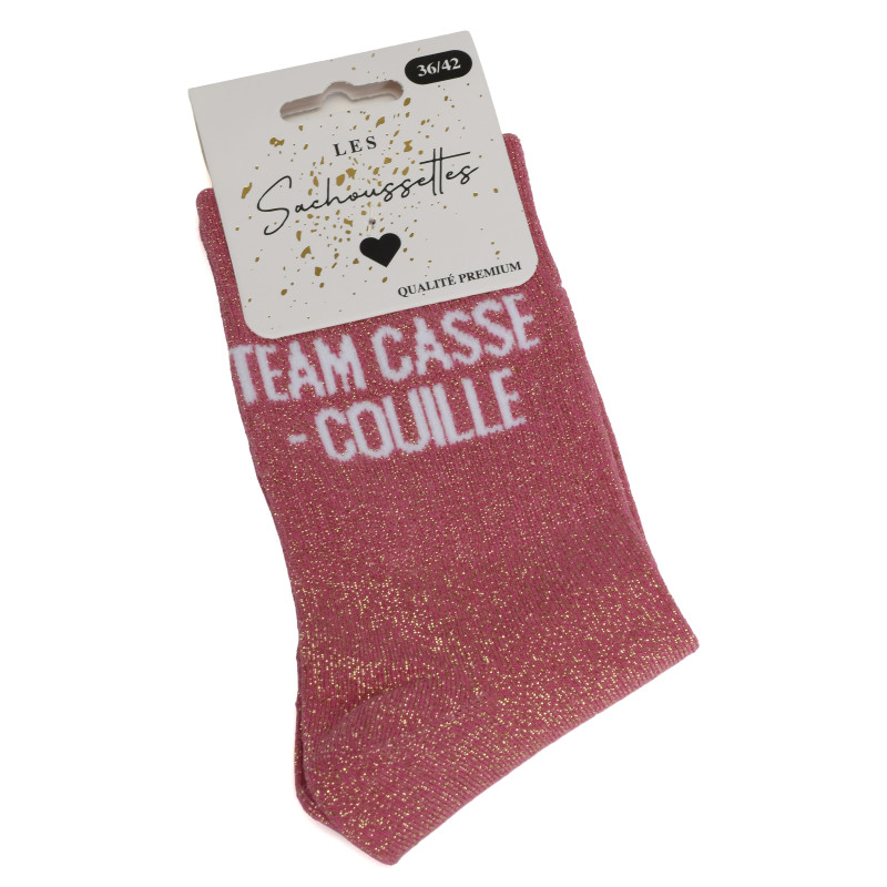 TEAM CASSE COUILLE Rose Glitter, Chaussettes Les Sachoussettes