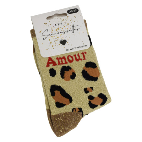 AMOUR Or Léopard, Chaussettes Les Sachoussettes