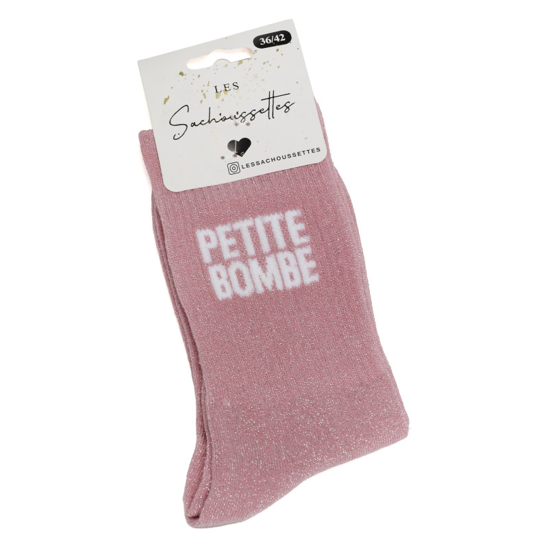 PETITE BOMBE Rose Glitter, Chaussettes Les Sachoussettes