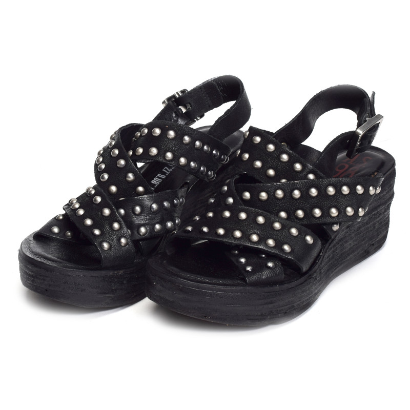 528090 Noir, Sandales compensées AS98