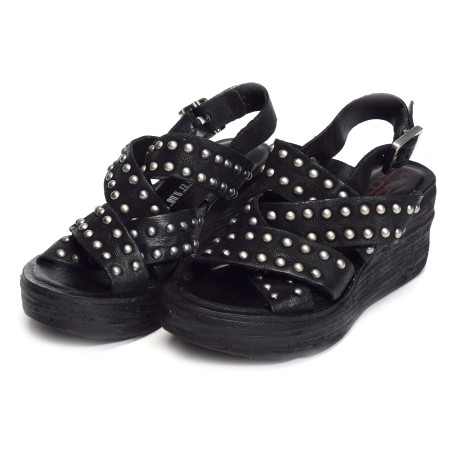 528090 Noir, Sandales compensées AS98